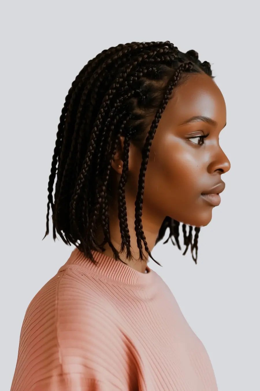 Short Dark Brown Box Braids Bob — Simple Natural Hair Braids