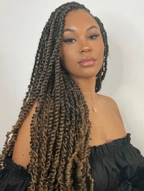 Mid-Back Twists With Blonde Balayage — Simple Natural Hair Twists