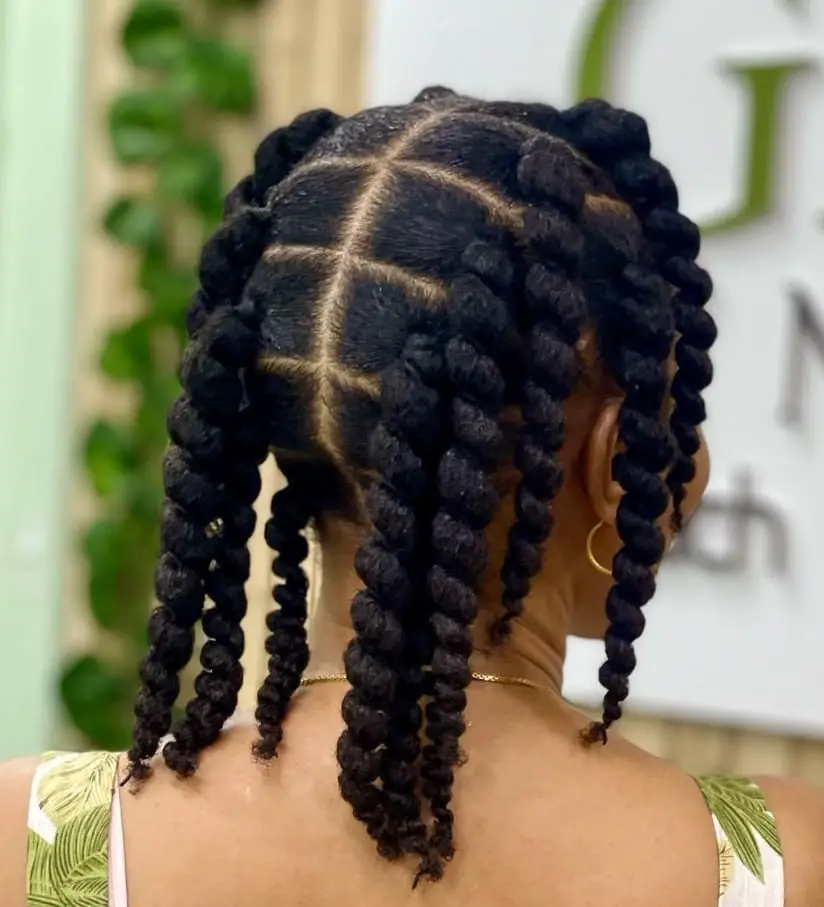 Mid-Back Twists With Decorative Accessories — Simple Natural Hair Twists