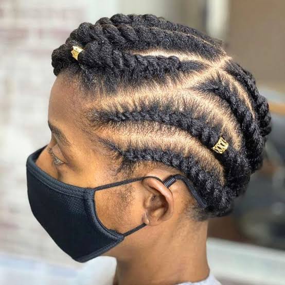 Diagonal Flat Twists With Gold Beads — Simple Natural Hair Twists
