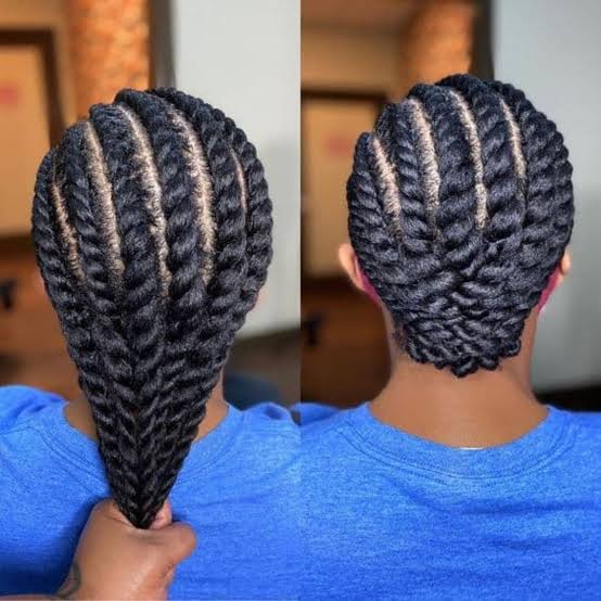 Chin Length Flat Twists Braided Pattern — Simple Natural Twists