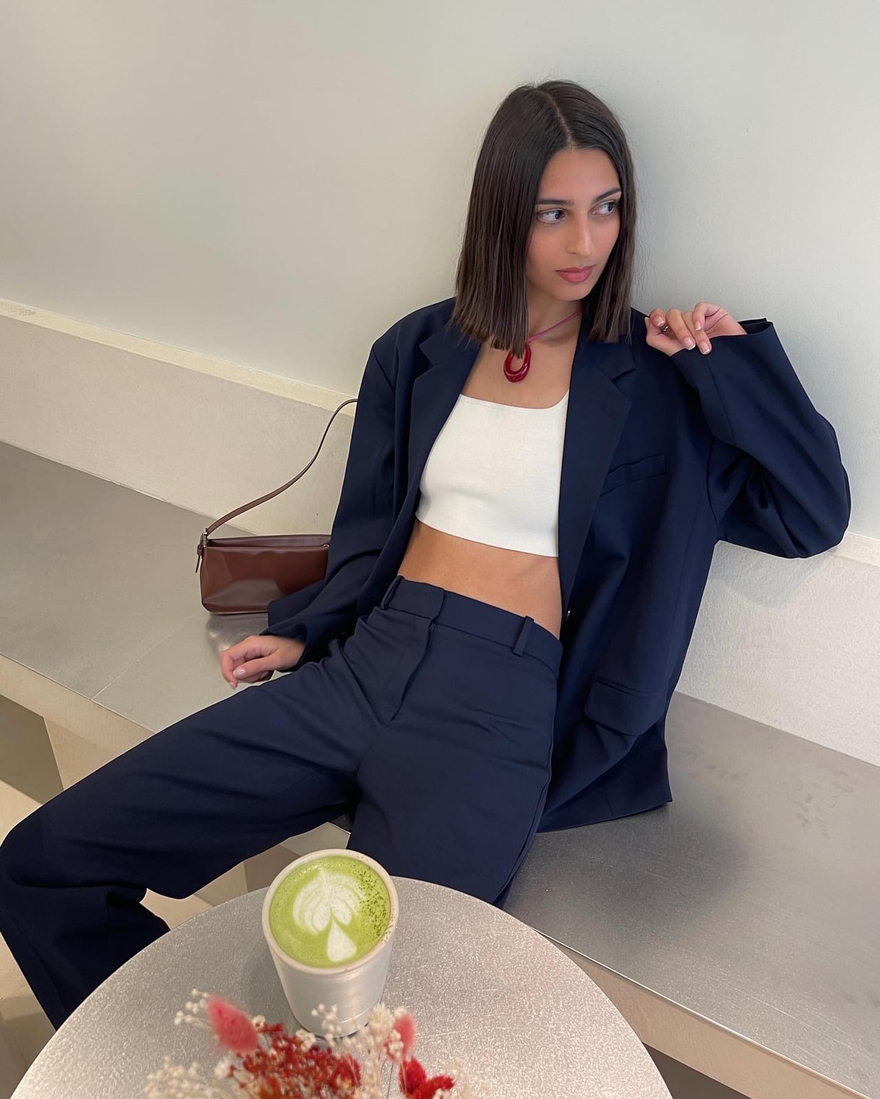 Navy Trousers With an Oversized Blazer Navy Trousers With an Oversized Blazer — Simple Navy Blue Pants Outfits