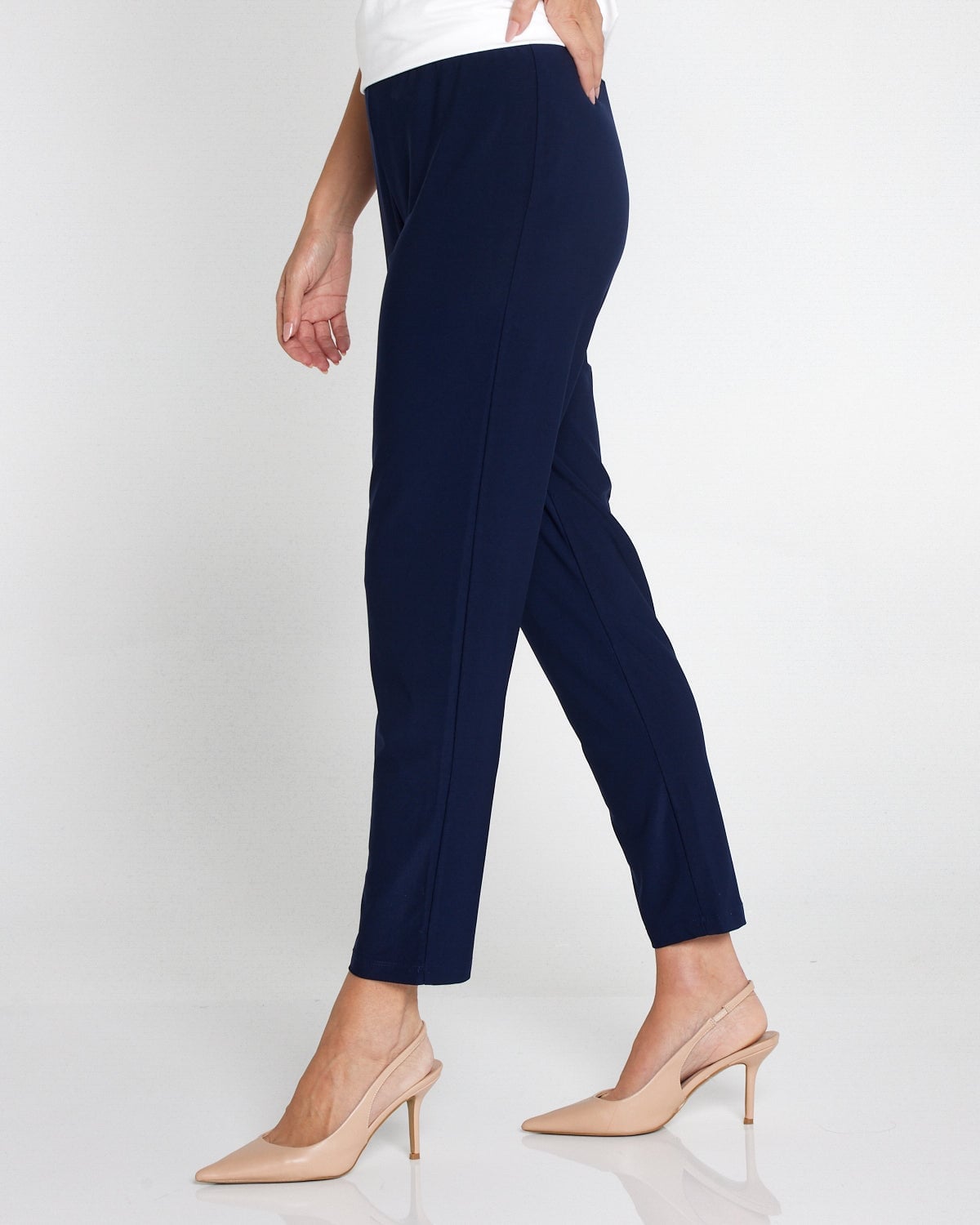 Straight-leg Navy Jersey Knit Trousers — Simple Navy Pants Outfits
