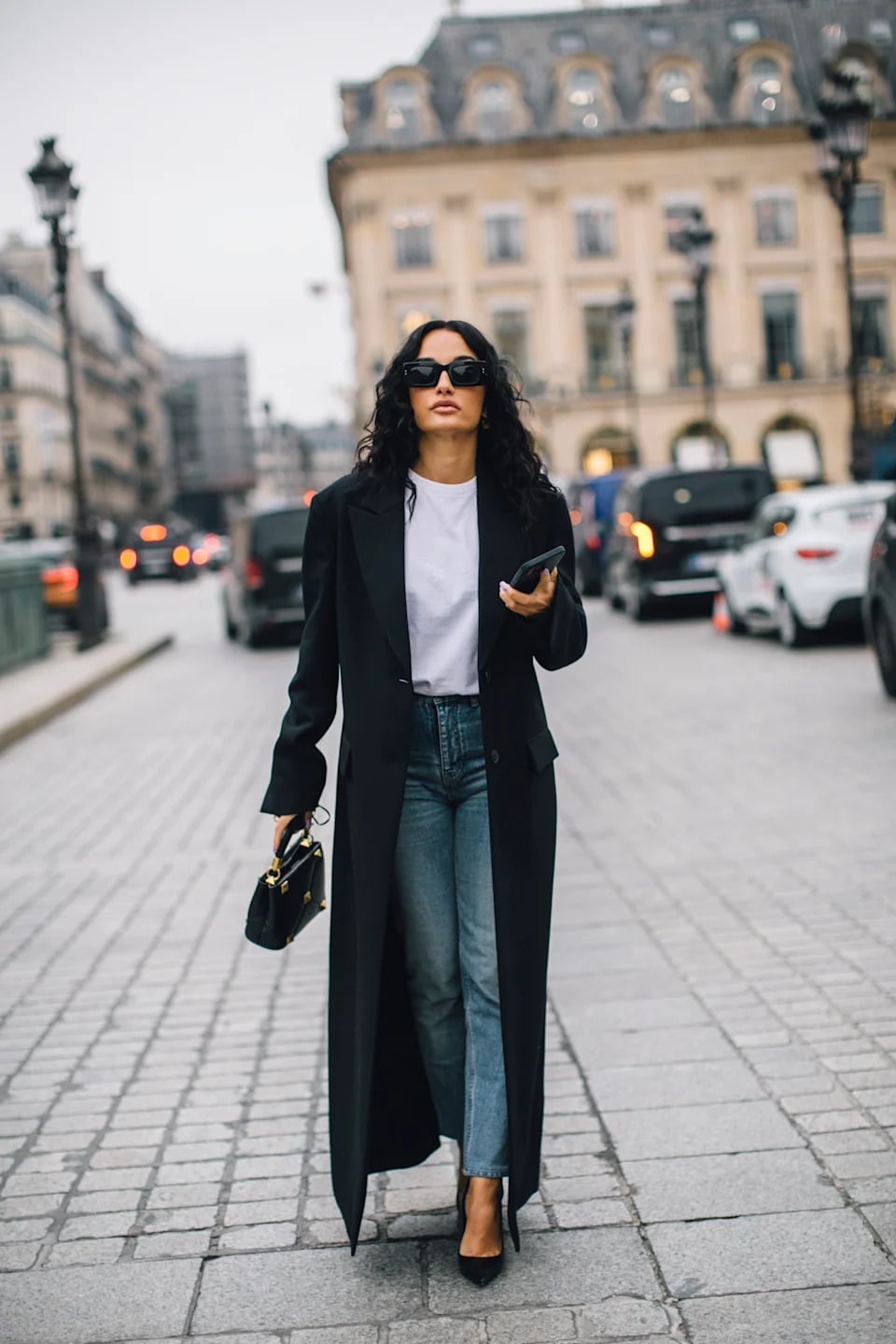 Oversized Black Blazer with Light Blue Tank and Mini Skirt — Simple Negros Outfits