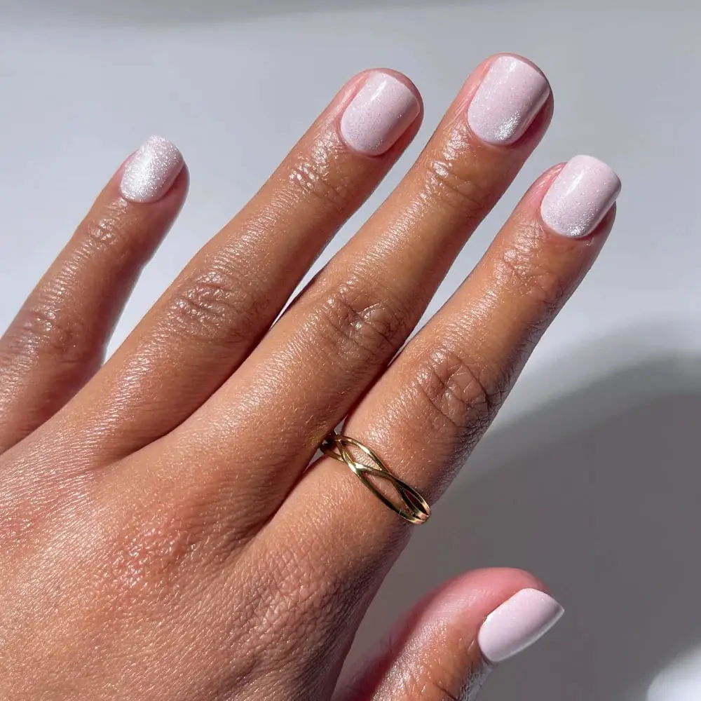 Light Pink Glitter Short Square Nails Light Pink Glitter Short Square Nails — Simple Neutral Nails