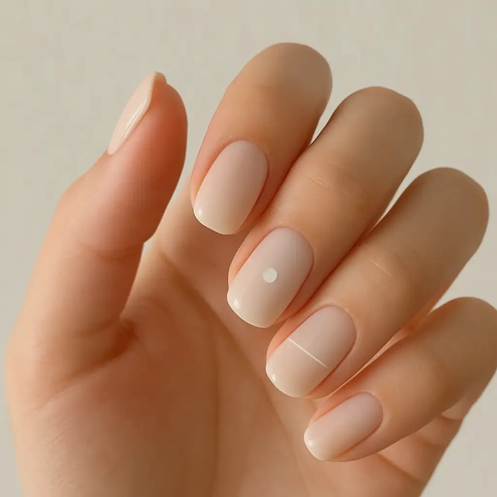 Sheer Nude Short Oval Minimalist Art Sheer Nude Short Oval Minimalist Art — Simple Neutral Nails