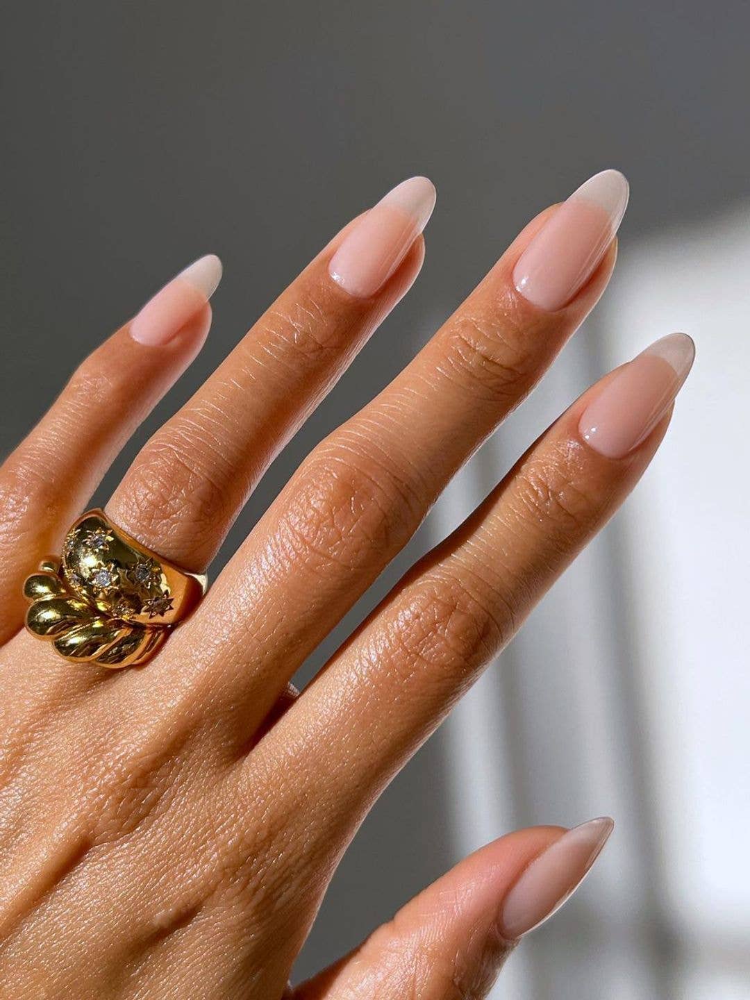 Milky Base Classic French Almond Nails Milky Base Classic French Almond Nails — Simple Neutral Nails