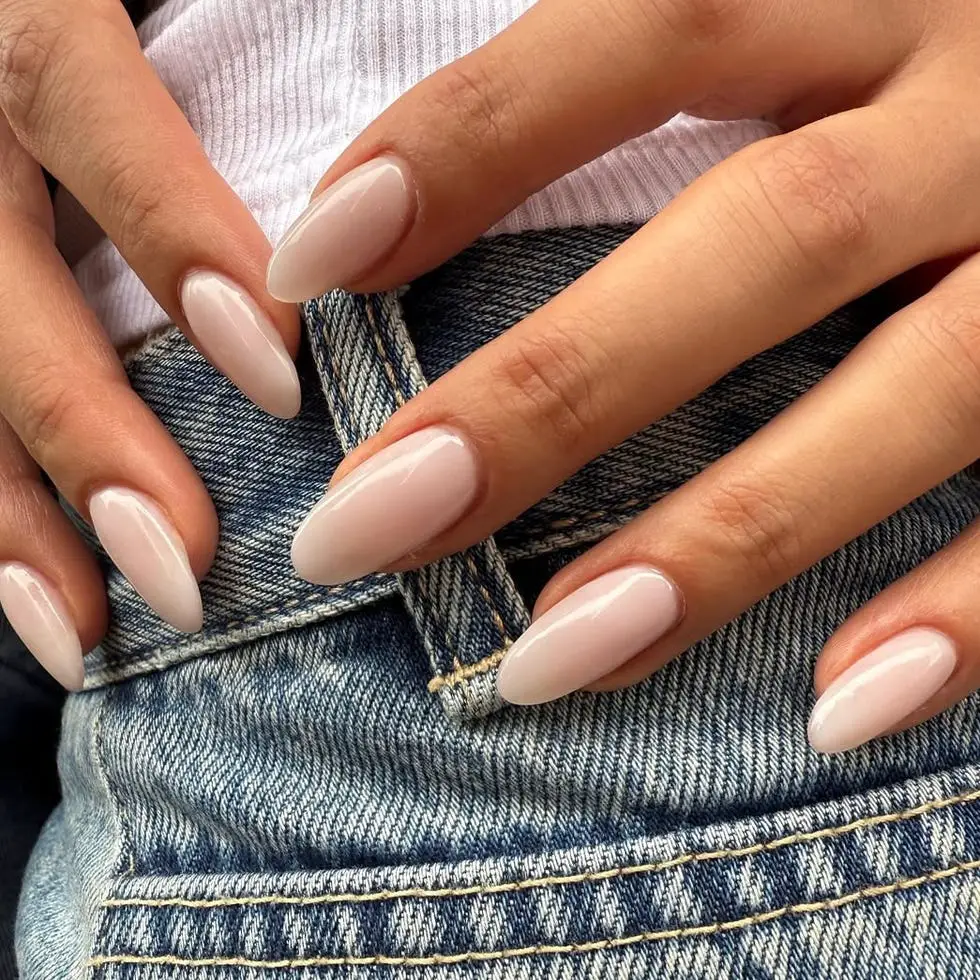 Opaque Milky Pale Pink Nude Short Almond Nails Opaque Milky Pale Pink Nude Short Almond Nails — Simple Neutral Nails Colors