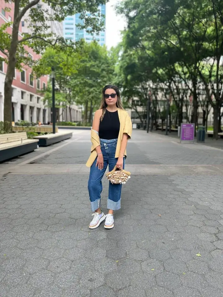 Cropped Wide-Leg Jeans with Oversized Shirt Jacket — Simple New Balance Outfits