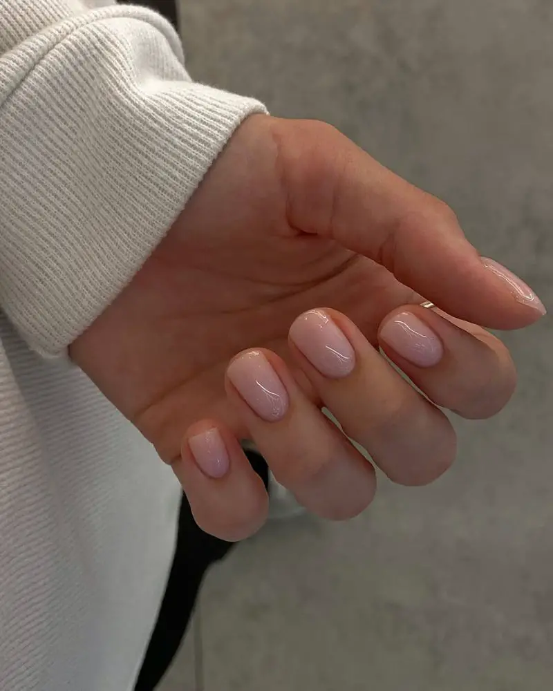 Milky Gradient Short Almond Nails — Simple Nude Nails