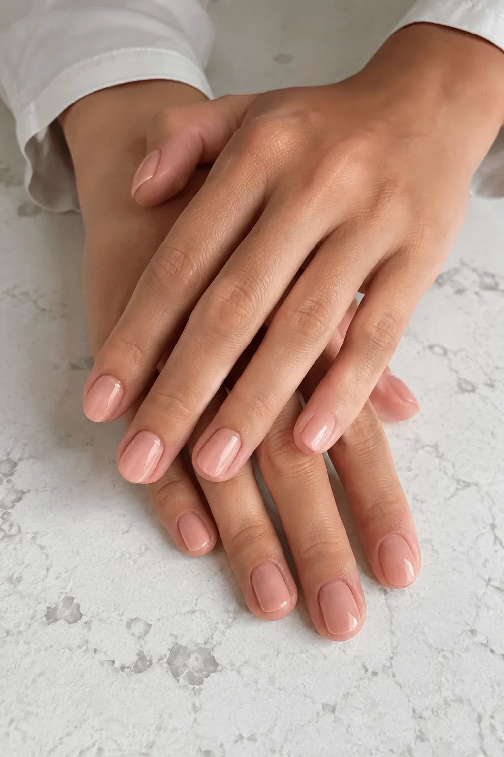 Sheer Pale Pink Nude Short Natural Nails — Simple Nude Nails