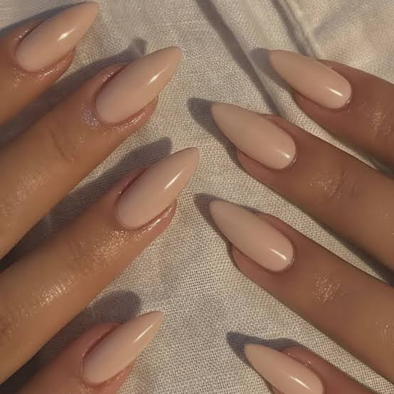 Sheer Nude Pink Medium Almond Nails Sheer Nude Pink Medium Almond Nails — Simple Office Nails