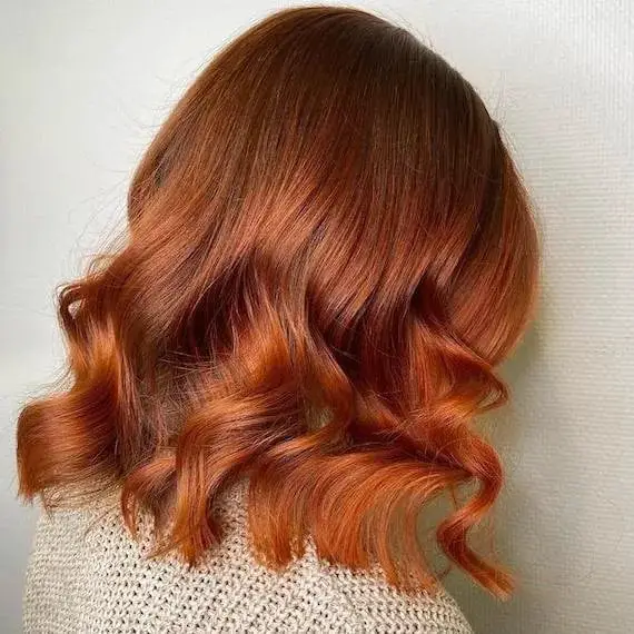 Chin Length Bob With Copper To Blonde Ombré, Wavy — Simple Ombré Hair