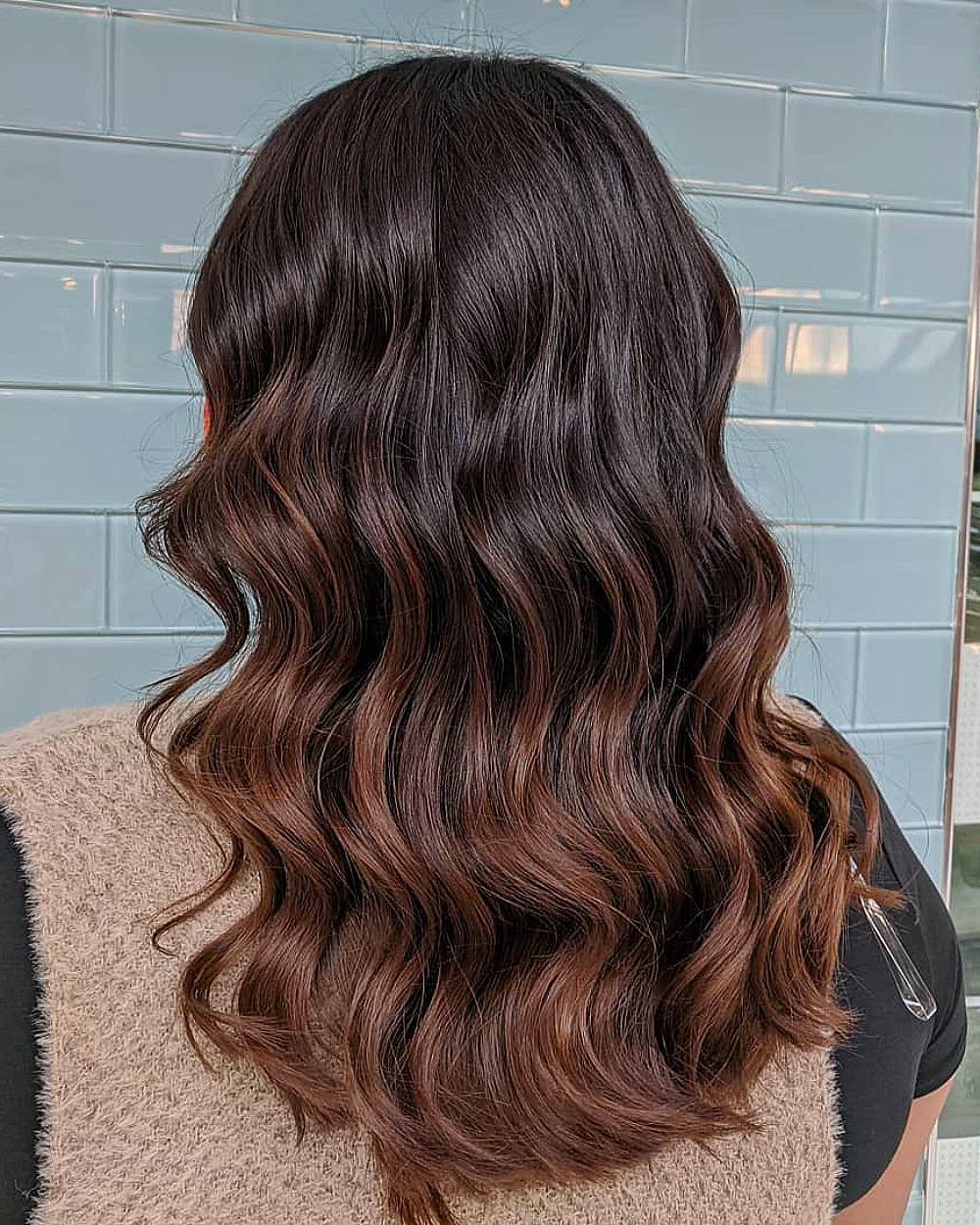 Mid-Back Hair With Auburn Ombré Effect — Simple Ombré Hair