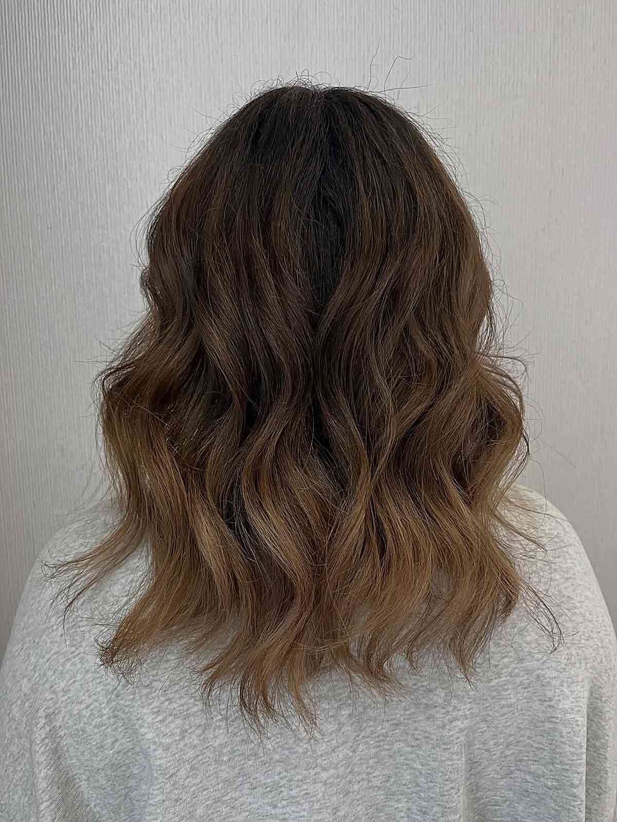 Collarbone Lob With Natural Lighter Brown Ombré — Simple Ombré Hair