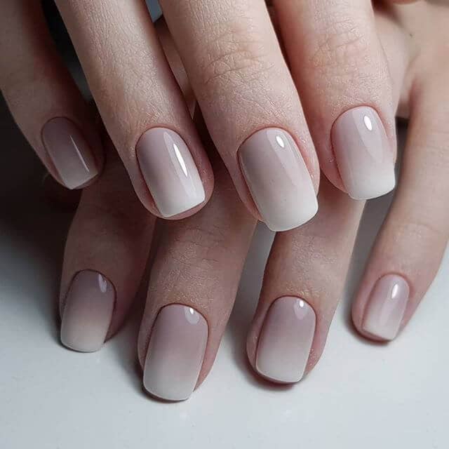 Taupe to White French Fade Short Square Nails Taupe to White French Fade Short Square Nails — Simple Ombre Nails