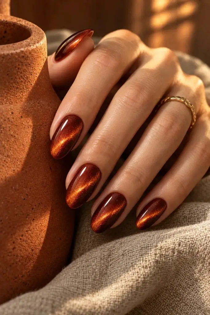 October Orange Cat Eye Nails October Orange Cat Eye Nails — Simple Orange Cat Eye Nails
