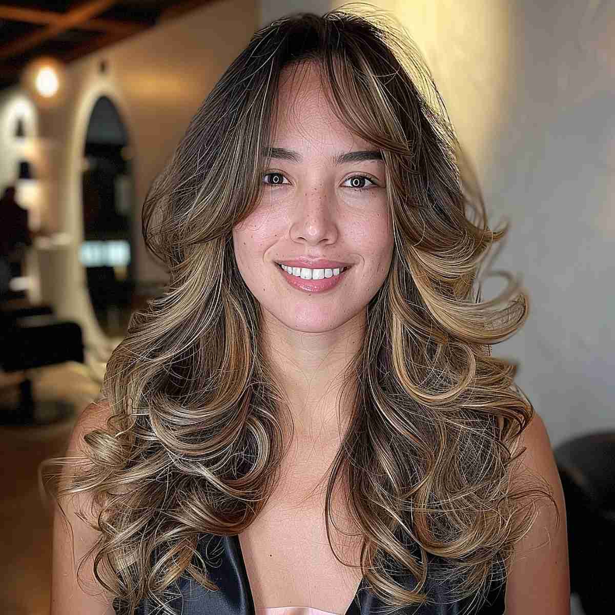 Mid-Back Layers With Balayage Curls Mid-Back Layers With Balayage Curls — Simple Oval Face Haircuts