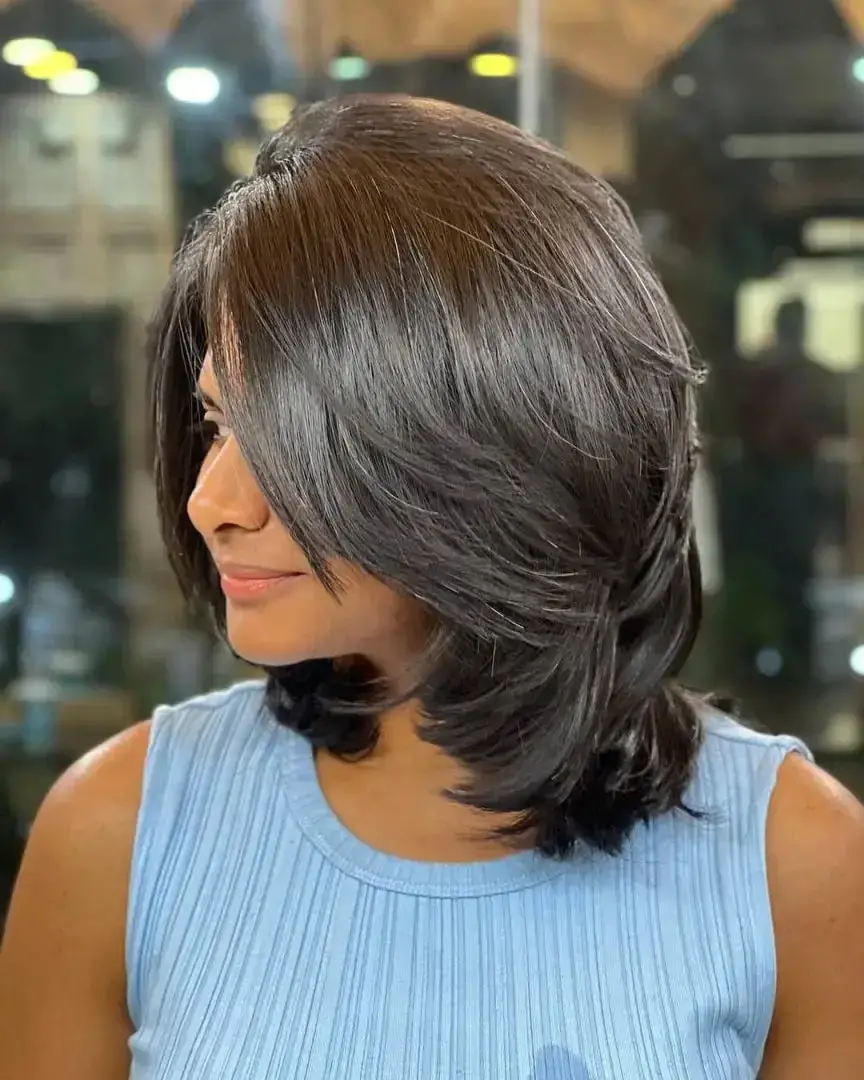 Layered Dark Brown Bob With Volume Layered Dark Brown Bob With Volume — Simple Oval Face Haircuts
