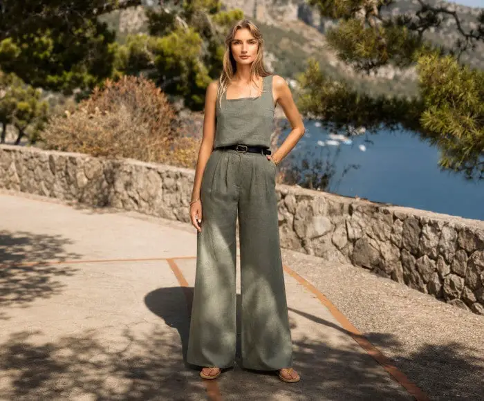 Sage Green Linen Set With Palazzo Pants Sage Green Linen Set With Palazzo Pants — Simple Palazzo Pants Outfits