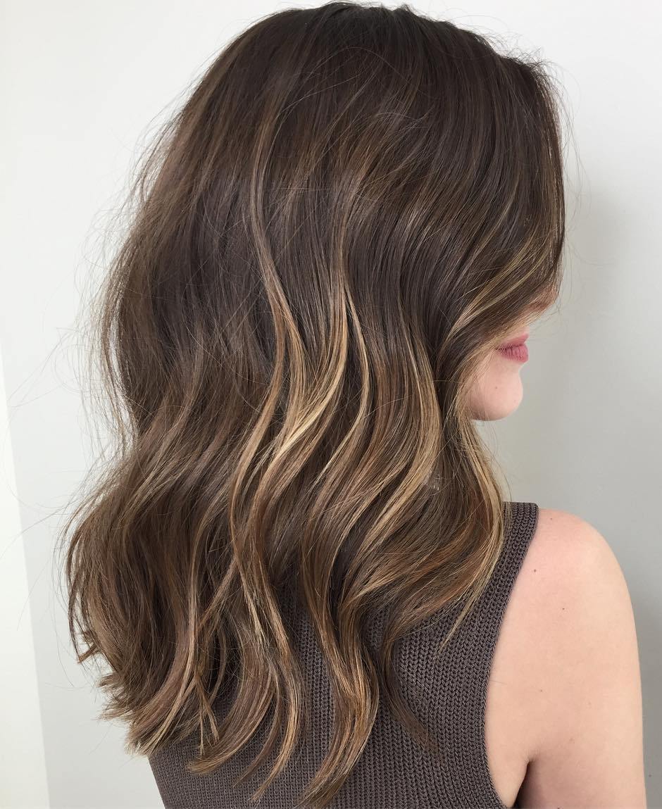 Shoulder Length Dark Brown Caramel Partial Highlights Shoulder Length Dark Brown Caramel Partial Highlights — Simple Partial Highlights