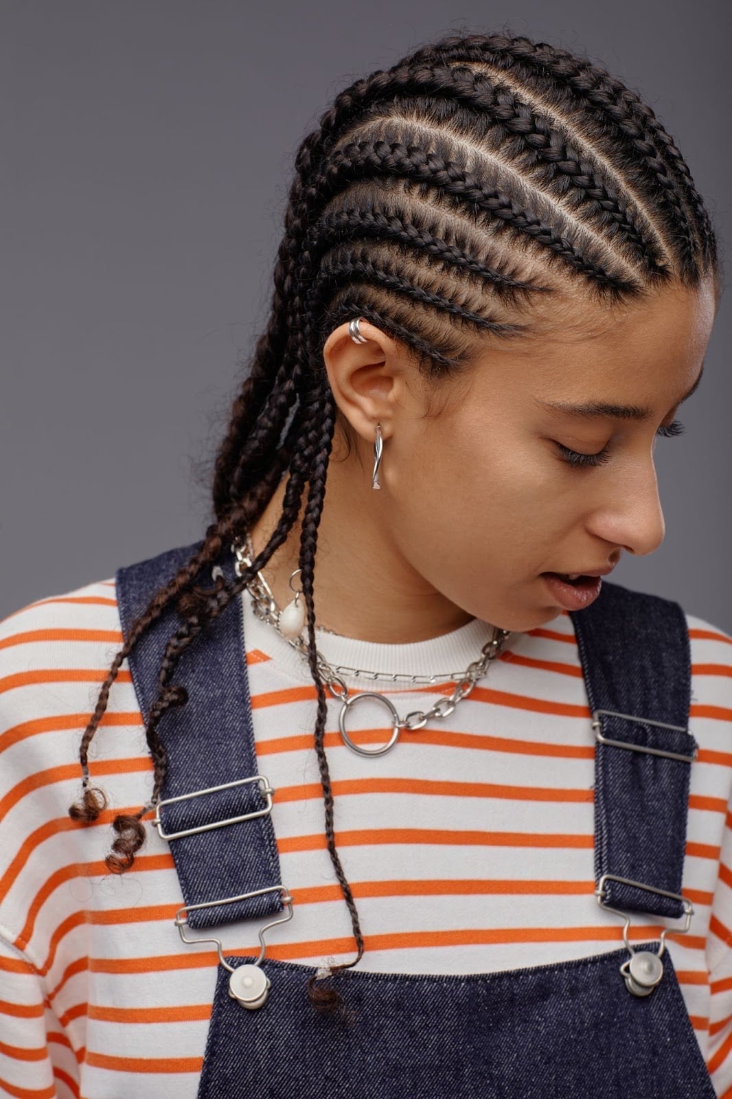 Shoulder Length Black Cornrows With Clean Parts Shoulder Length Black Cornrows With Clean Parts — Simple Parts Braids