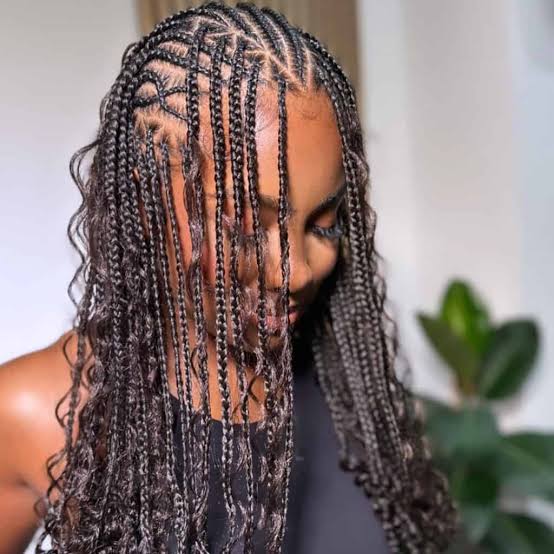 Mid-Back Micro Braids With Curly Ends Mid-Back Micro Braids With Curly Ends — Simple Parts Braids
