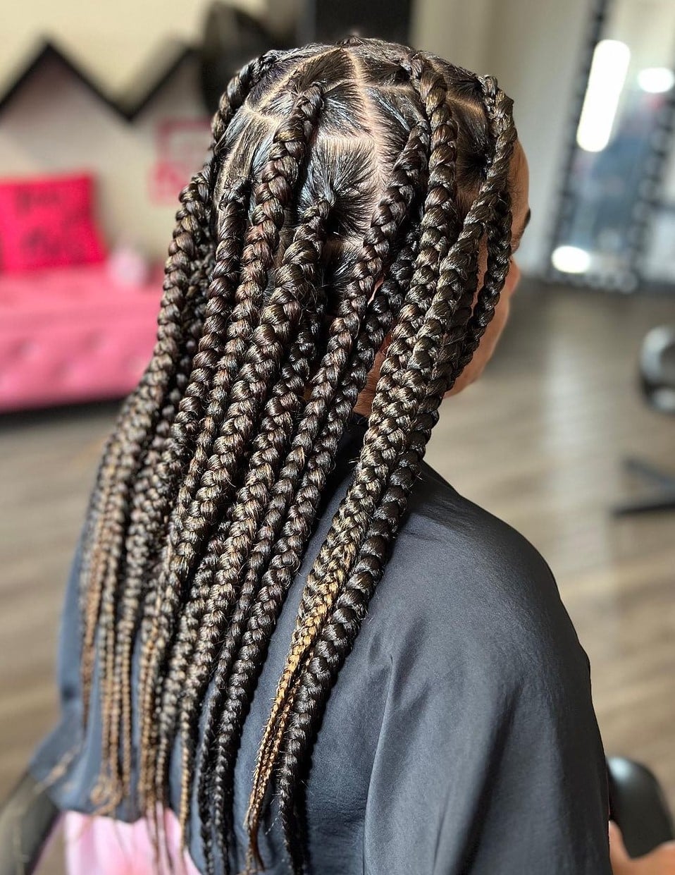 Large Dark Brown Box Braids With Highlights Large Dark Brown Box Braids With Highlights — Simple Parts Braids