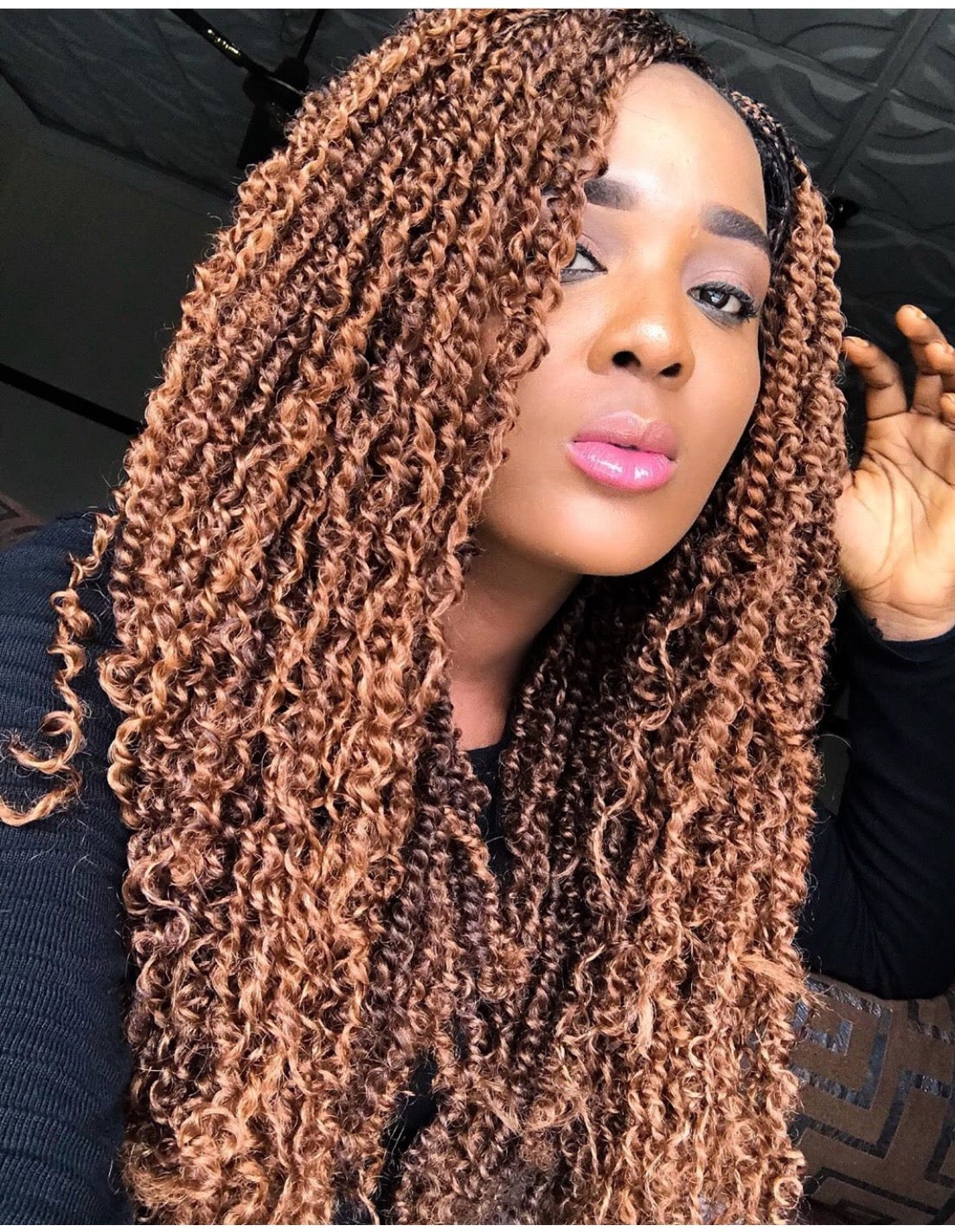 Collarbone Caramel Brown Curly Twists — Simple Passion Twists Hairstyles