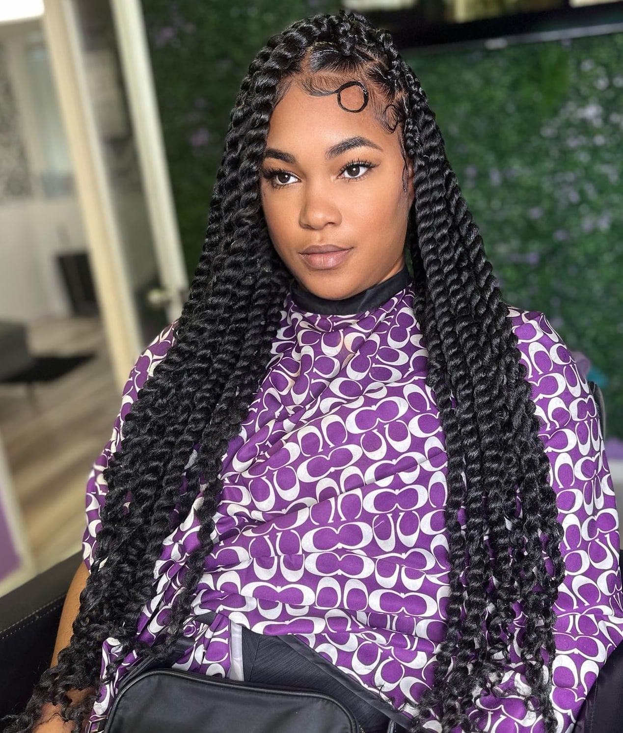 Polished Mid-Back Black Twists With Baby Hairs — Simple Passion Twists Hairstyles
