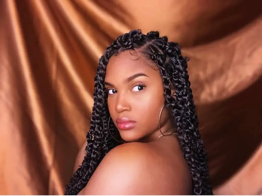 Voluminous Mid-Back Black Twists With Highlights, Wavy — Simple Passion Twists Hairstyles