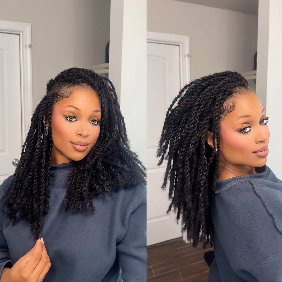 Defined Collarbone Length Black Twists, Wavy — Simple Passion Twists Hairstyles