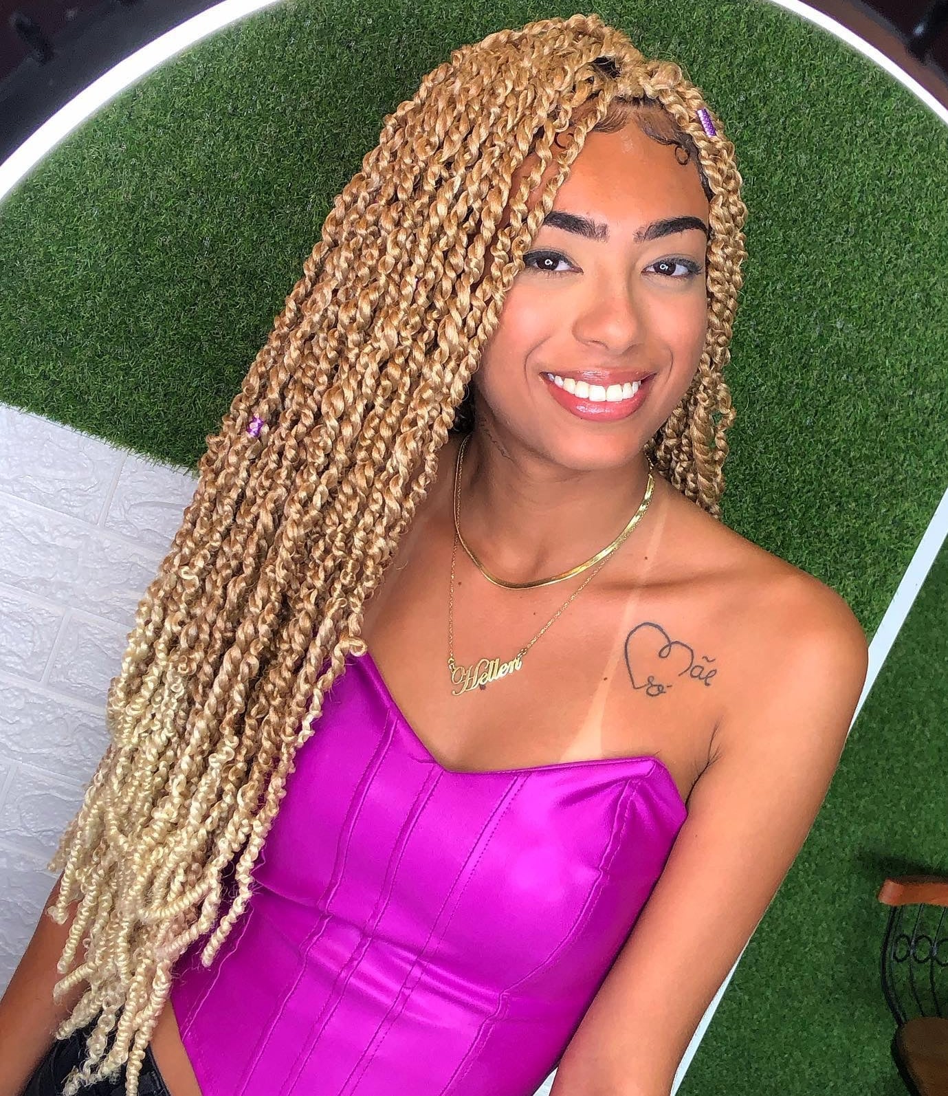 Collarbone Honey Blonde Curly Twists — Simple Passion Twists Hairstyles