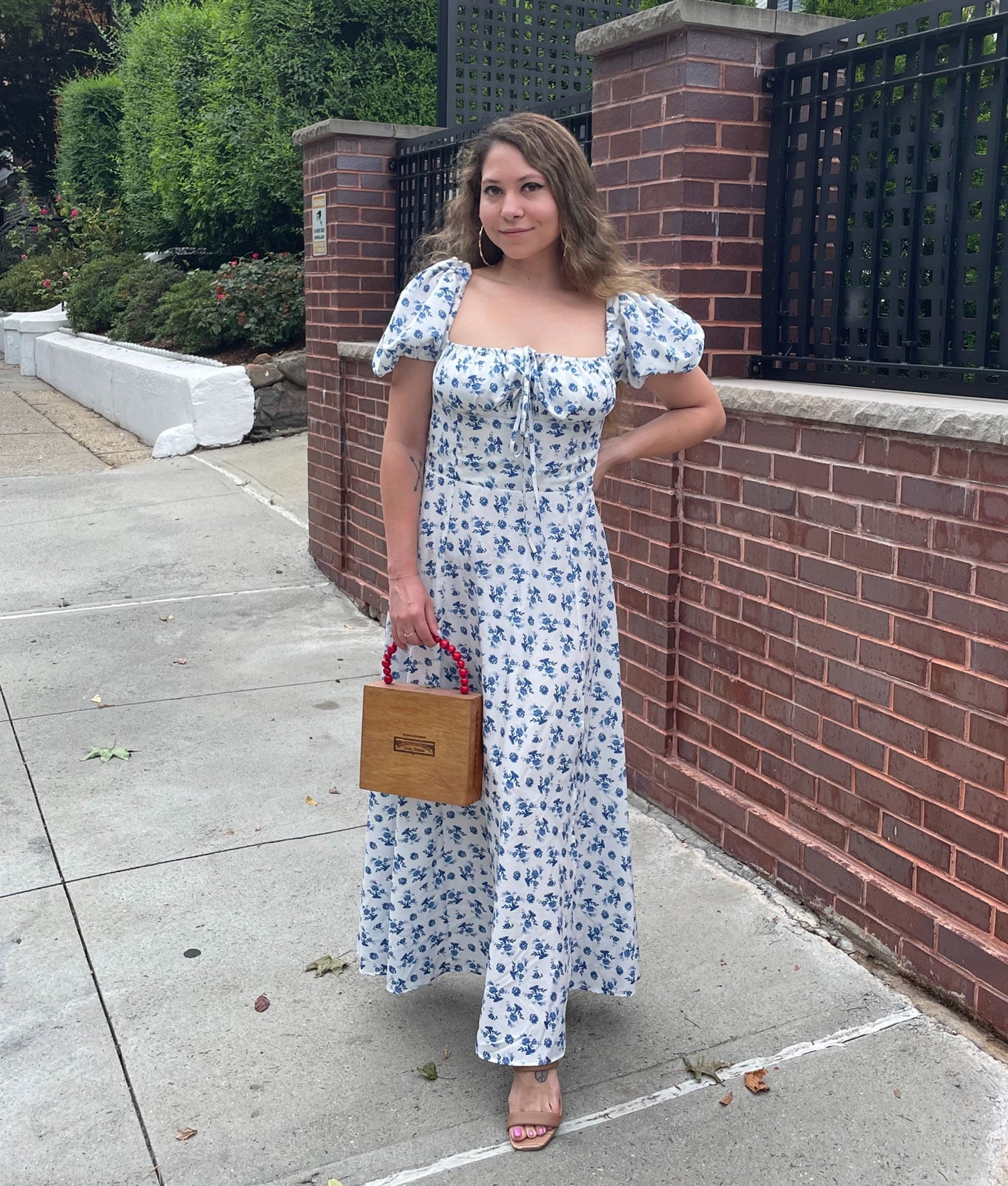 Floral Print Midi Dress with Puff Sleeves Floral Print Midi Dress with Puff Sleeves — Simple Petite Outfits