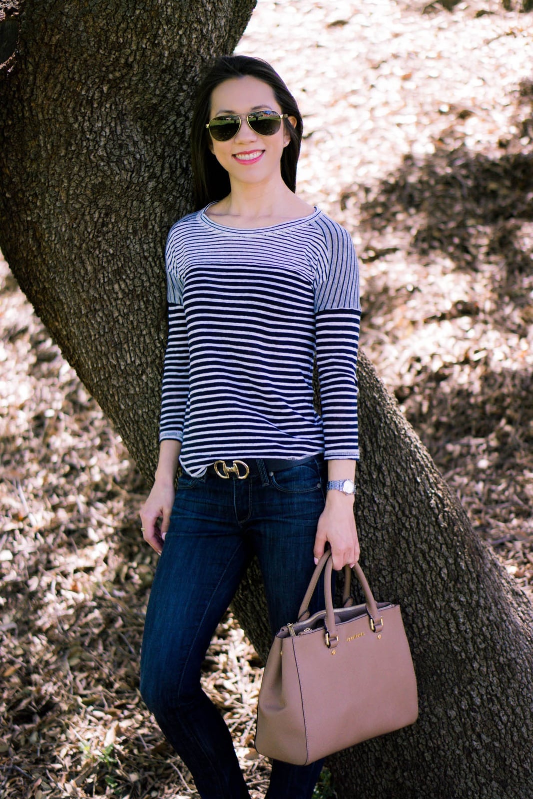 Striped Long Sleeve Top with Skinny Jeans Striped Long Sleeve Top with Skinny Jeans — Simple Petite Outfits