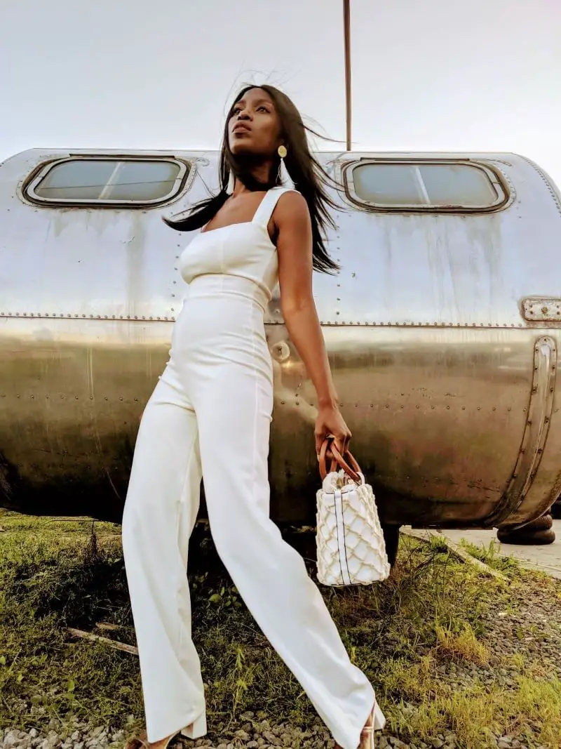 Chic White Wide-Leg Jumpsuit — Simple Photoshoot Outfits