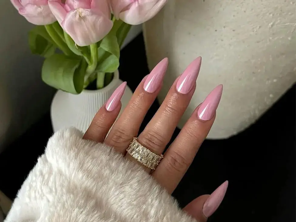 Pink Orange Yellow Shifting Chrome Almond Pink Orange Yellow Shifting Chrome Almond — Simple Pink Chrome Nails