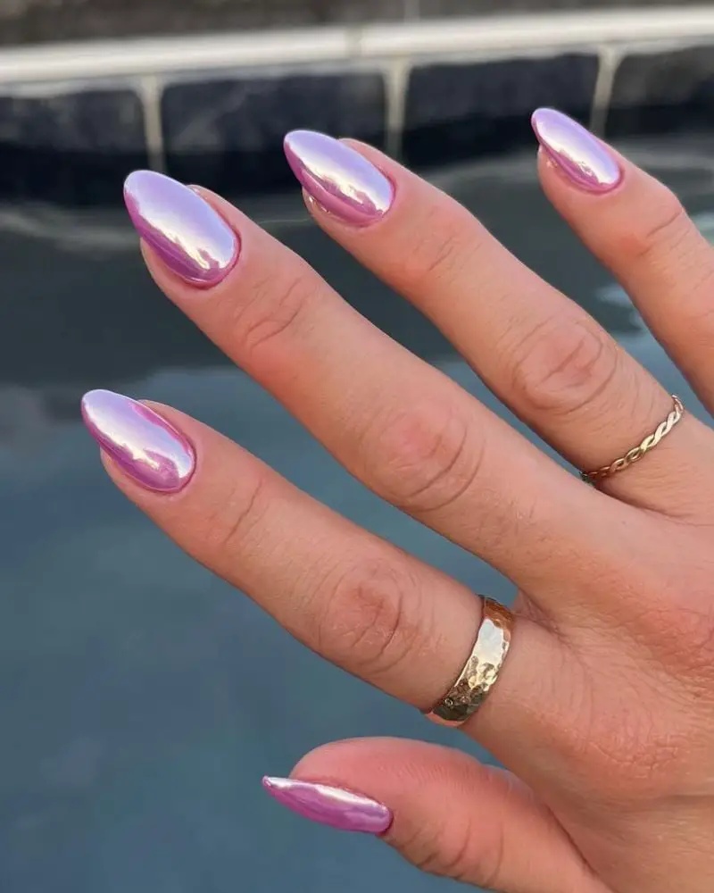 Bright Pink Intense Chrome Almond Nails Bright Pink Intense Chrome Almond Nails — Simple Pink Chrome Nails