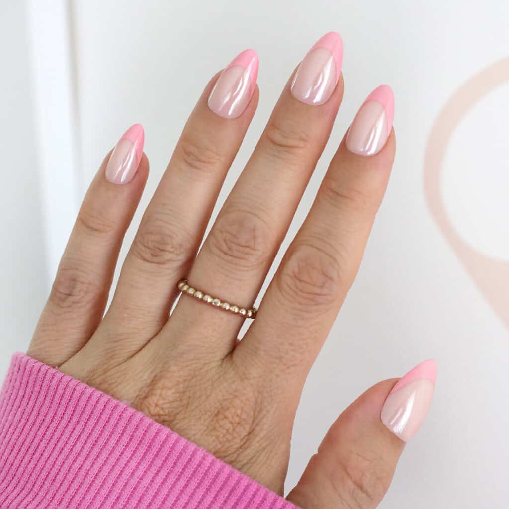 Pink Chrome French Tip Almond Nails Pink Chrome French Tip Almond Nails — Simple Pink Chrome Nails