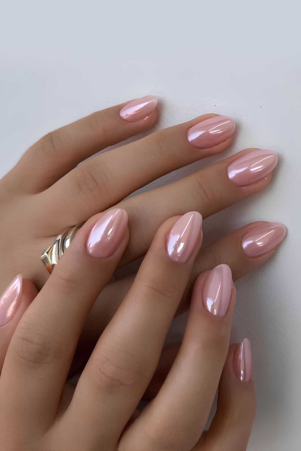 Soft Pink Chrome Short Square Nails Soft Pink Chrome Short Square Nails — Simple Pink Chrome Nails