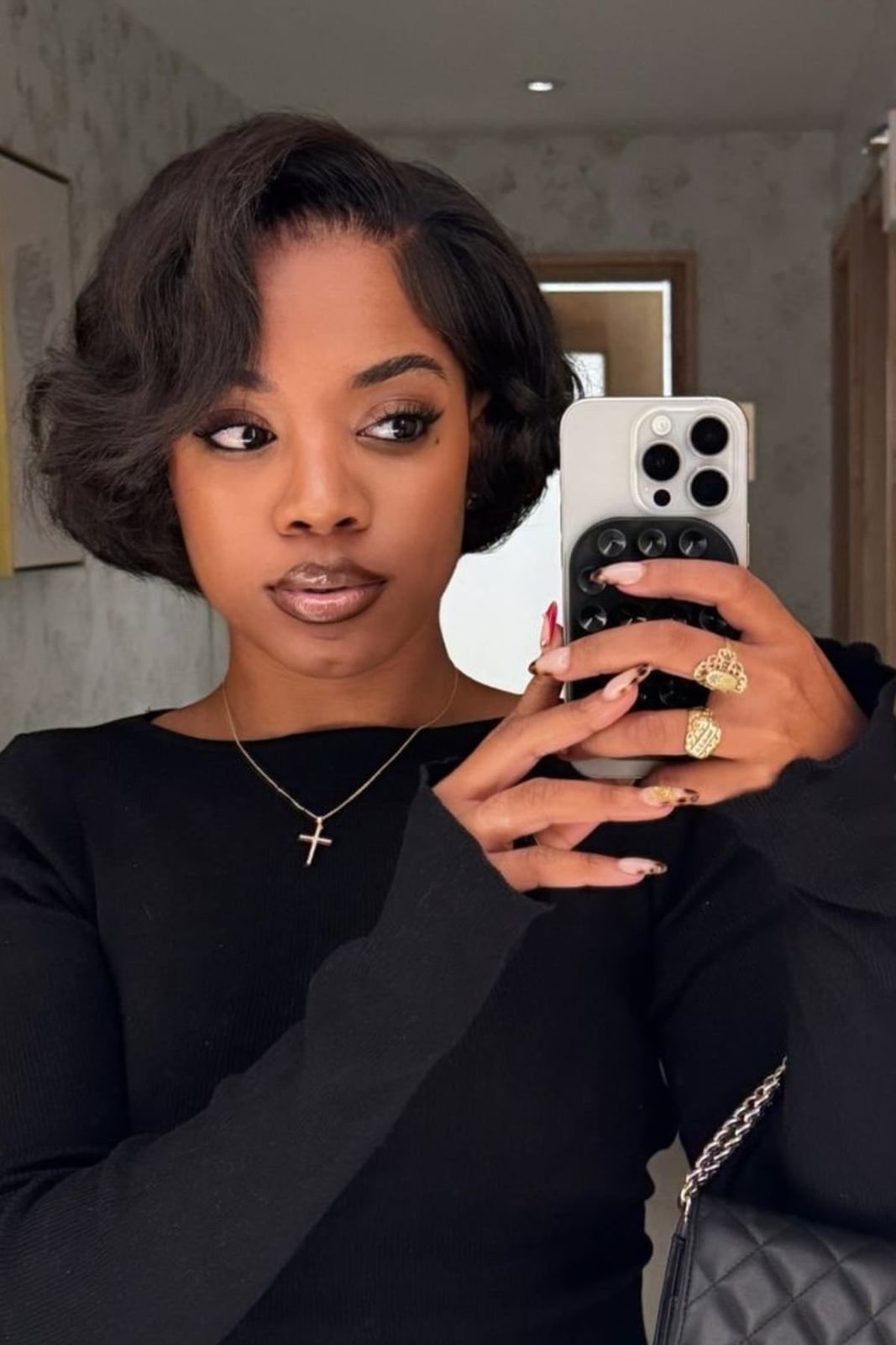 Dark Brown Bob With Side-Swept Bangs Dark Brown Bob With Side-Swept Bangs — Simple Pixie Bob
