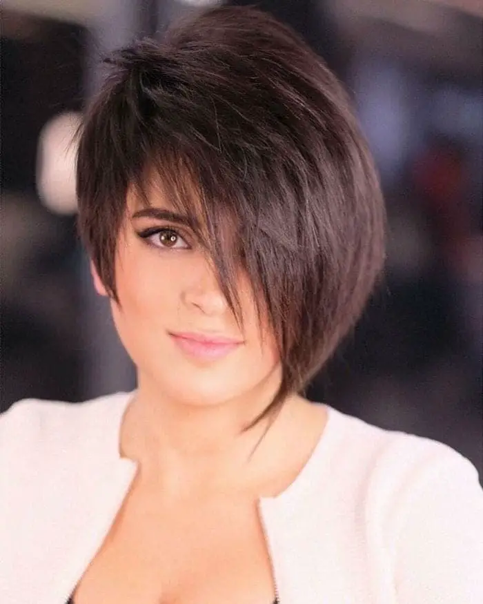 Asymmetrical Dark Brown Pixie Bob Asymmetrical Dark Brown Pixie Bob — Simple Pixie Bob Haircut