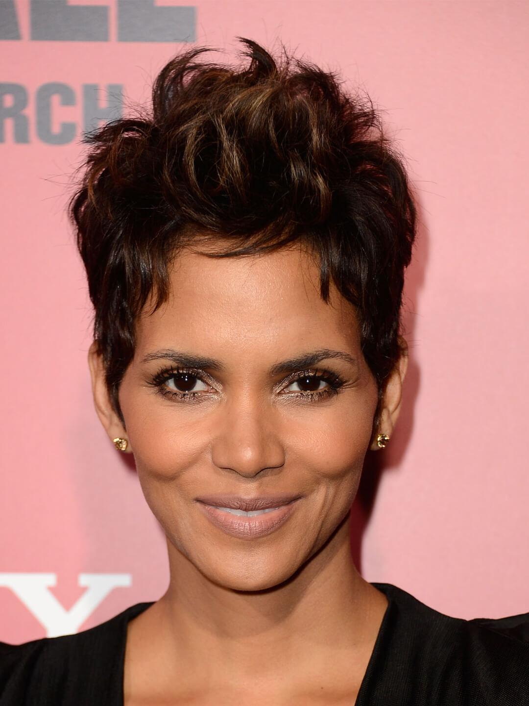 Voluminous Dark Brown Pixie With Blonde Highlights Voluminous Dark Brown Pixie With Blonde Highlights — Simple Pixie Cut Hairstyles