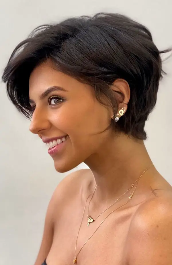 Sleek Dark Brown Pixie With Side Bangs Sleek Dark Brown Pixie With Side Bangs — Simple Pixie Cut Hairstyles
