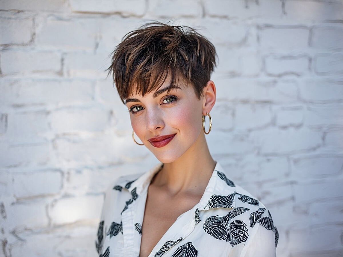 Defined Strand Medium Brown Pixie — Simple Pixie Haircuts