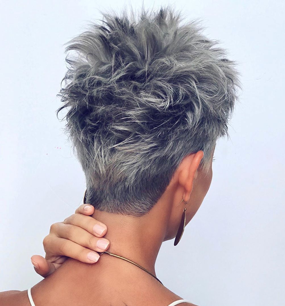 Edgy Spiky Gray Pixie — Simple Pixie Haircuts