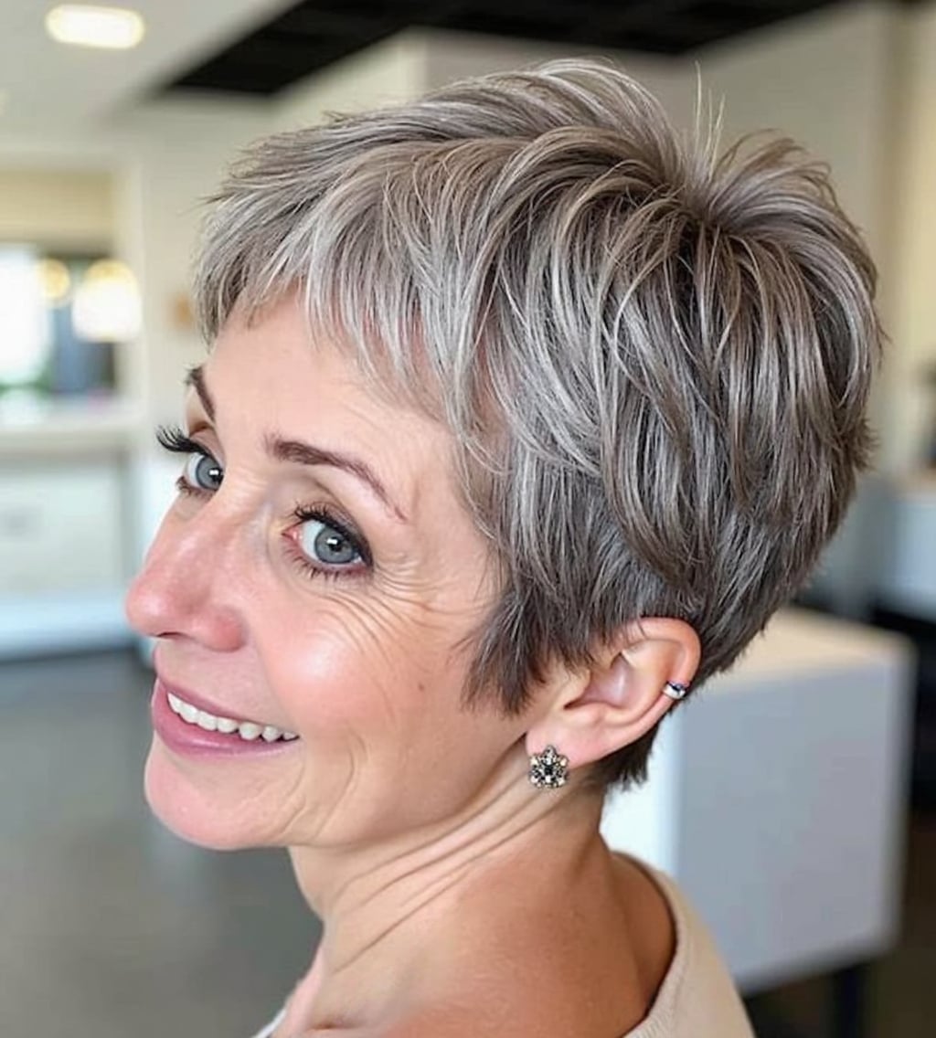 Gray Blonde Pixie With Textured Finish Gray Blonde Pixie With Textured Finish — Simple Pixie Hairstyles