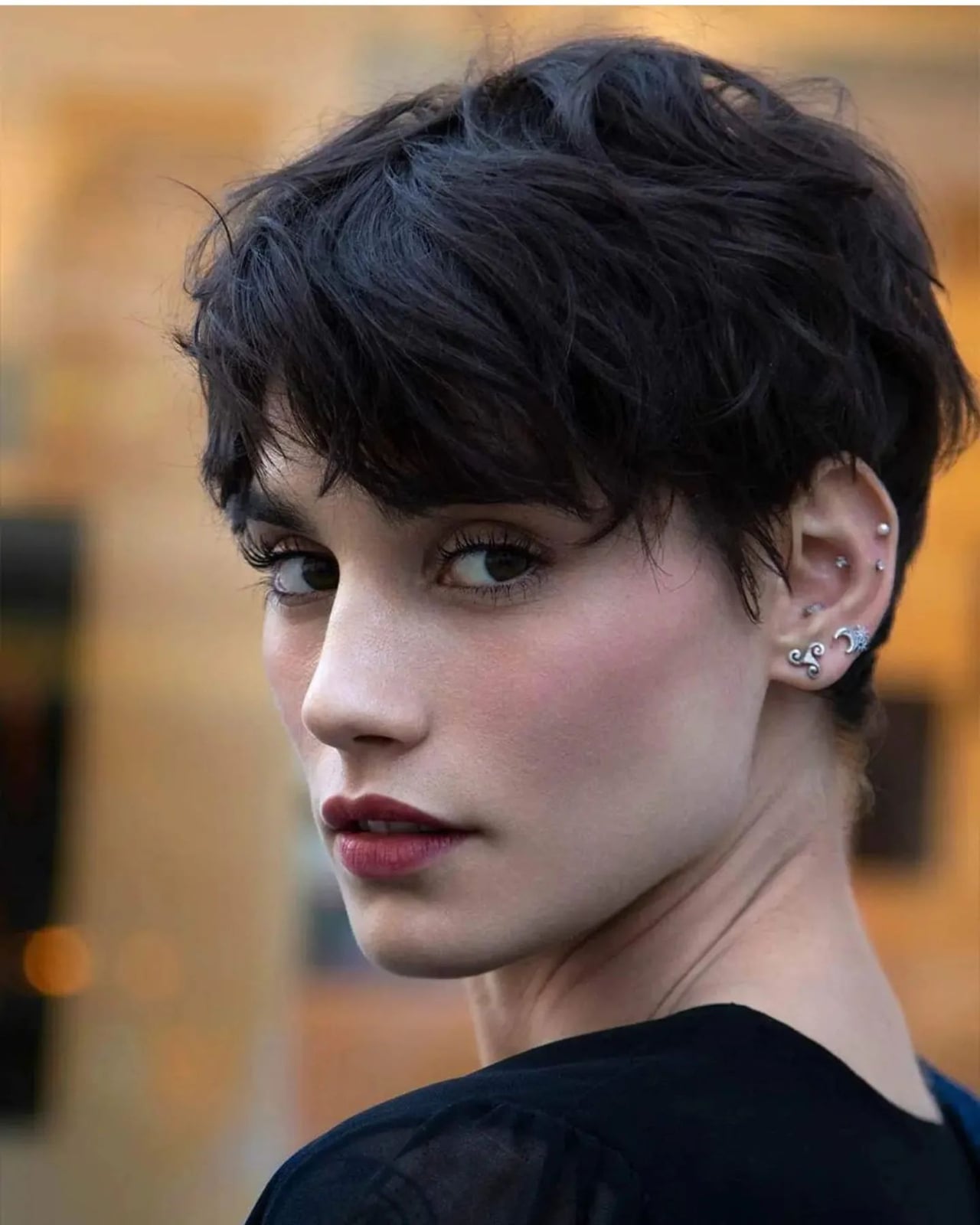 Textured Dark Brown Pixie With Piecey Bangs Textured Dark Brown Pixie With Piecey Bangs — Simple Pixie Hairstyles