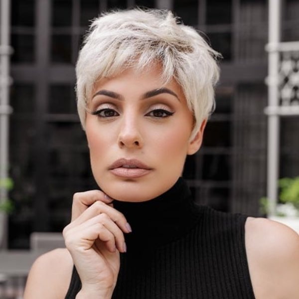 Platinum Blonde Pixie With Textured Top Platinum Blonde Pixie With Textured Top — Simple Pixie Hairstyles