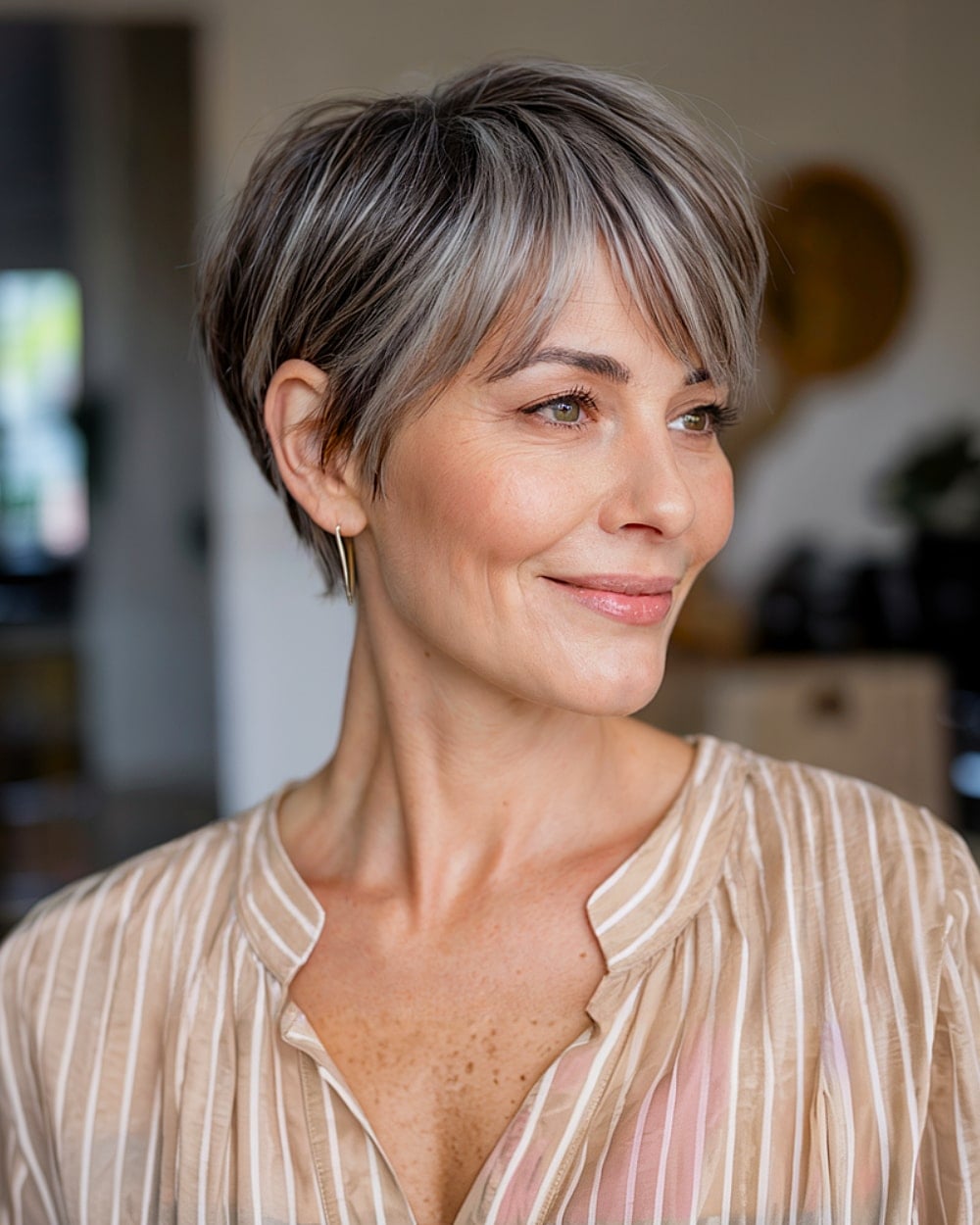 Gray Pixie With Smooth Layers Gray Pixie With Smooth Layers — Simple Pixie Hairstyles